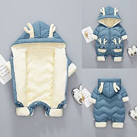 OLEKID 2024 Baby Winter Snowsuit Plus Velvet Thick Baby Boys Jumpsuit 0-2 Years Newborn Romper Baby Girls Overalls Toddler Coat