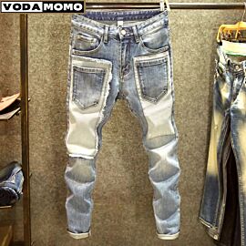 2023 men denim jeans straight worn hole jeans Europe and America classic old pants pantalones hombre y2k streetwear cargo pants