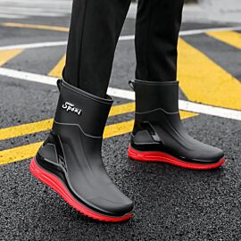 FashionFashionable Men's Rain Shoes, Waterproof and Non Slip, Outdoor Fishing, Kitchen Work Rubber Shoes, Wear-resistant Water