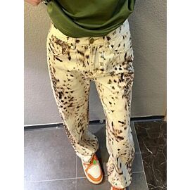 Baggy Wide Leg Jeans Women High Waisted Retro Leopard Print Straight Jeans High Street Streetwear Y2k Vintage Denim Trousers